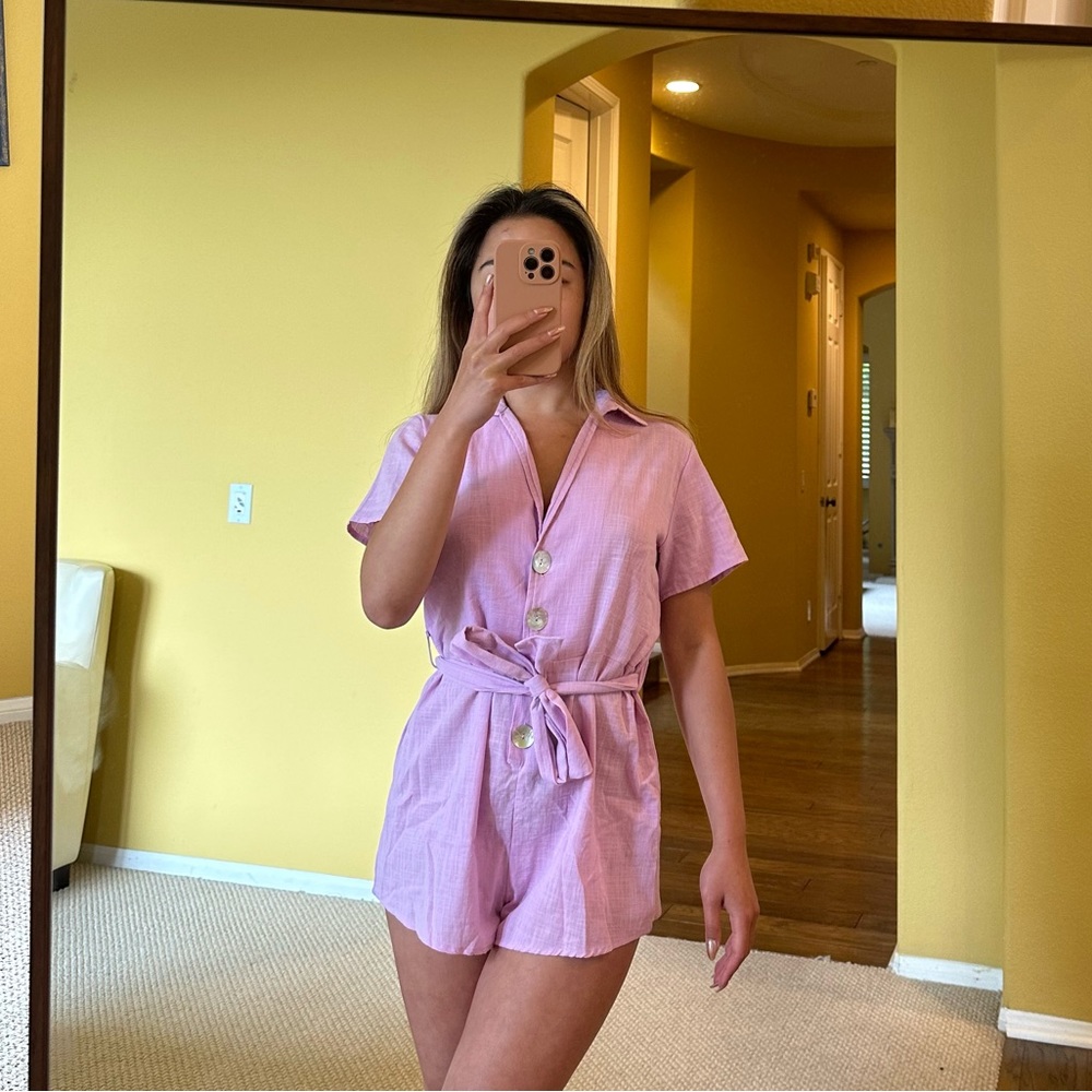 Princess polly light purple linen romper